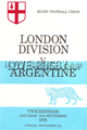 London Division v Argentina 1978 rugby  